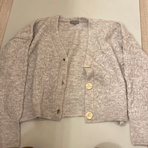 cable knit button up cardigan